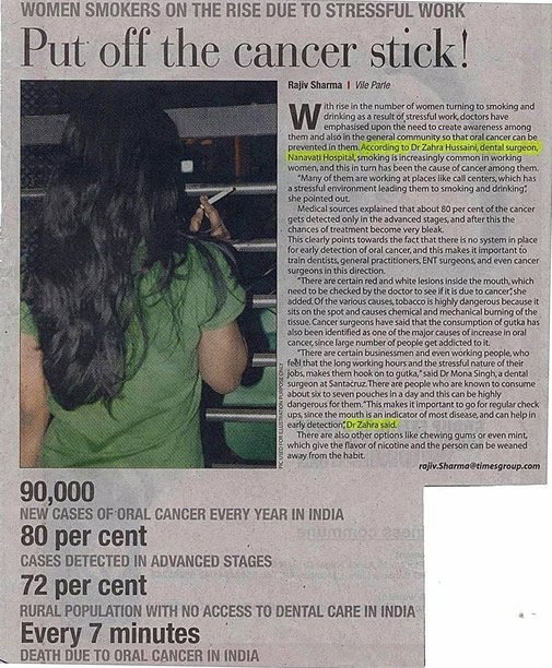 Newspaper feature: Put off the cancer stick