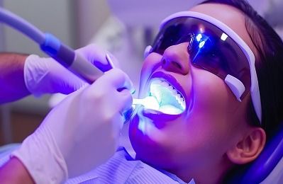 Laser dentistry treatment in progress